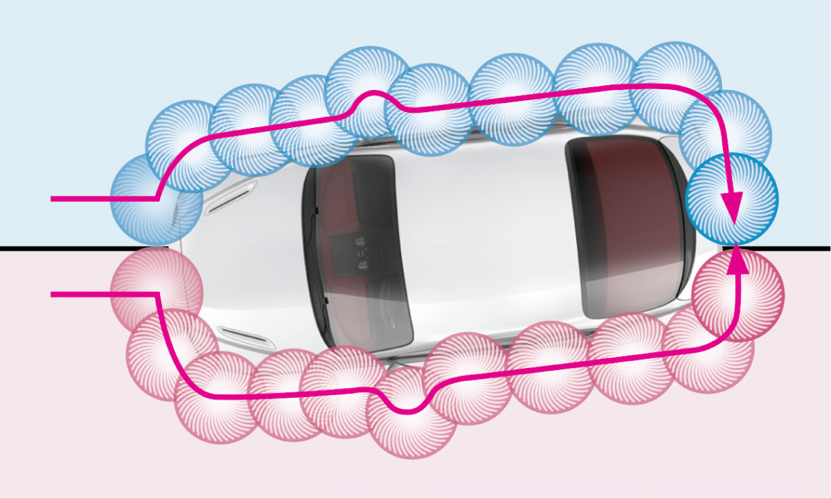 brush movement for the non-straight parking position